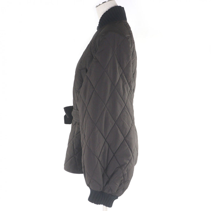美品□WEEKEND MaxMara ウィークエンド マックスマーラ 548604136 ベルテッド キルティングジャケット ブラウン 42 正規品 レディース