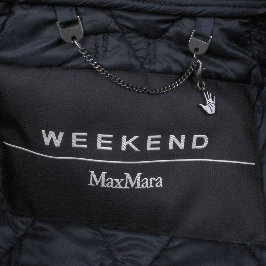 美品□WEEKEND MaxMara ウィークエンド マックスマーラ 548604136 ベルテッド キルティングジャケット ブラウン 42 正規品 レディース