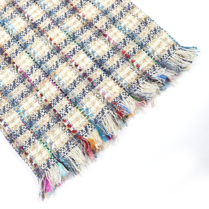 極美品△ETRO エトロ 211-14096-1579 コットン チェック柄 裾フリンジ ツイード パンツ ベージュ マルチカラー 42 伊製 正規品 メンズ