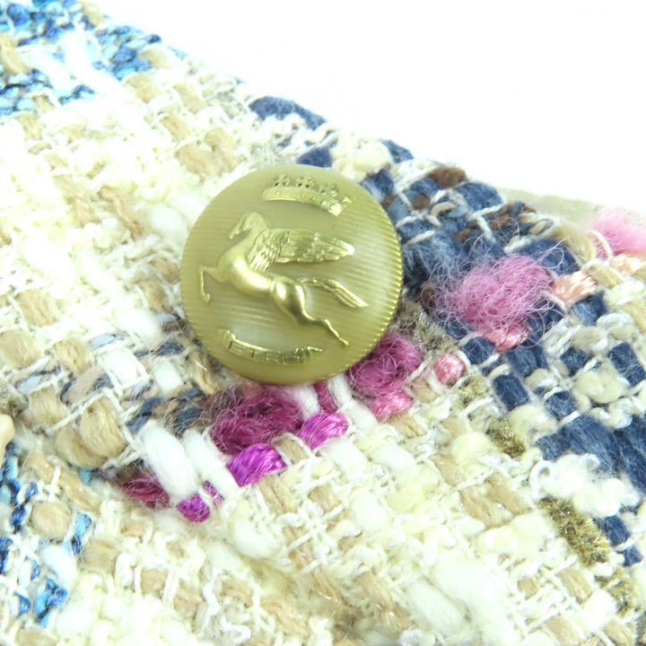極美品△ETRO エトロ 211-14096-1579 コットン チェック柄 裾フリンジ ツイード パンツ ベージュ マルチカラー 42 伊製 正規品 メンズ