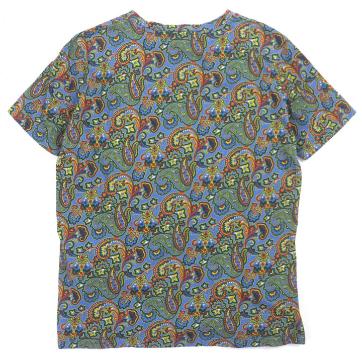 美品▼ETRO エトロ 211-14516-9479 ペイズリー柄 ロゴ刺繍 クルーネック ショートスリーブ 半袖Ｔシャツ マルチカラー 44 正規品 メンズ