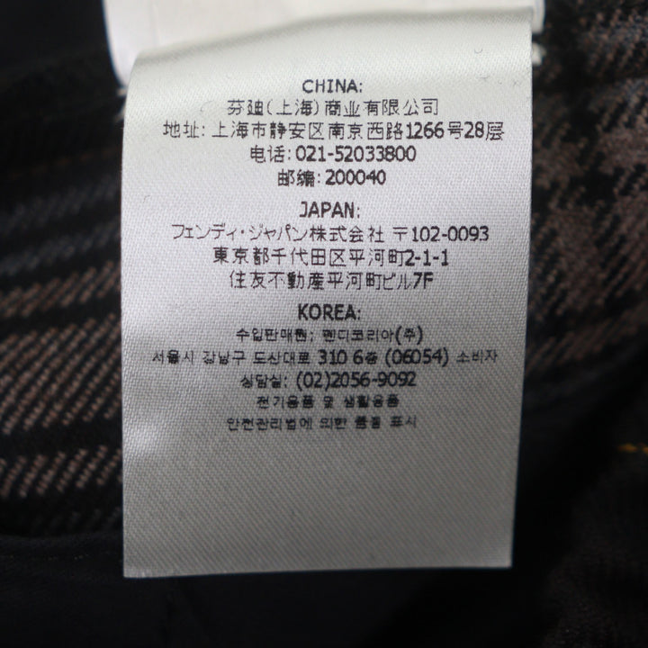 極美品▼FENDI フェンディ 2024年製 FB0962 ウール100% テーパード チェック柄 スラックス パンツ ブラウン 48 イタリア製 正規品 メンズ