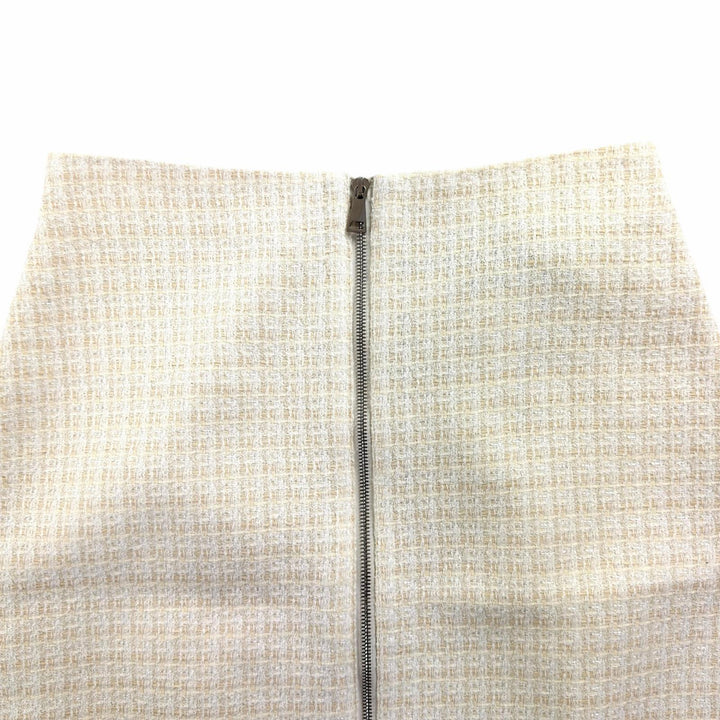 未使用品◇MONCLER モンクレール 2022年製 I10932D00005 コットン ロゴ付き センタージップ ツイードスカート アイボリー 42 正規品