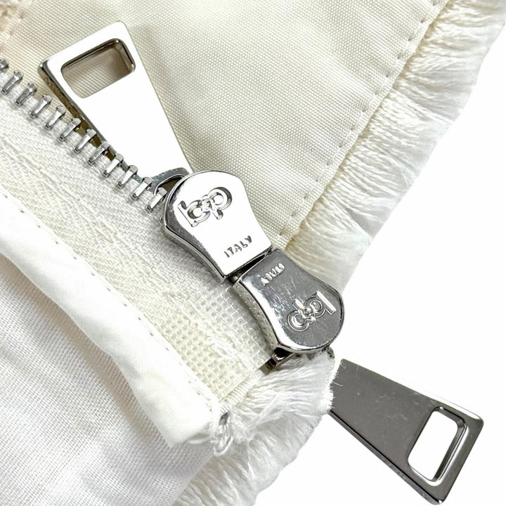 未使用品◇MONCLER モンクレール 2022年製 I10932D00005 コットン ロゴ付き センタージップ ツイードスカート アイボリー 42 正規品