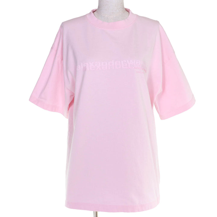 美品△Alexander Wang アレキサンダーワン UCC3251847 コットン100% ロゴ クルーネック オーバーサイズ 半袖Ｔシャツ ピンク XS 正規品