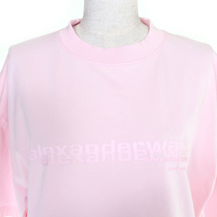 美品△Alexander Wang アレキサンダーワン UCC3251847 コットン100% ロゴ クルーネック オーバーサイズ 半袖Ｔシャツ ピンク XS 正規品