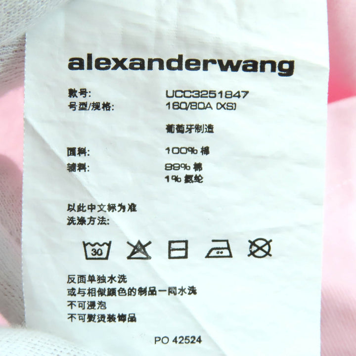 美品△Alexander Wang アレキサンダーワン UCC3251847 コットン100% ロゴ クルーネック オーバーサイズ 半袖Ｔシャツ ピンク XS 正規品