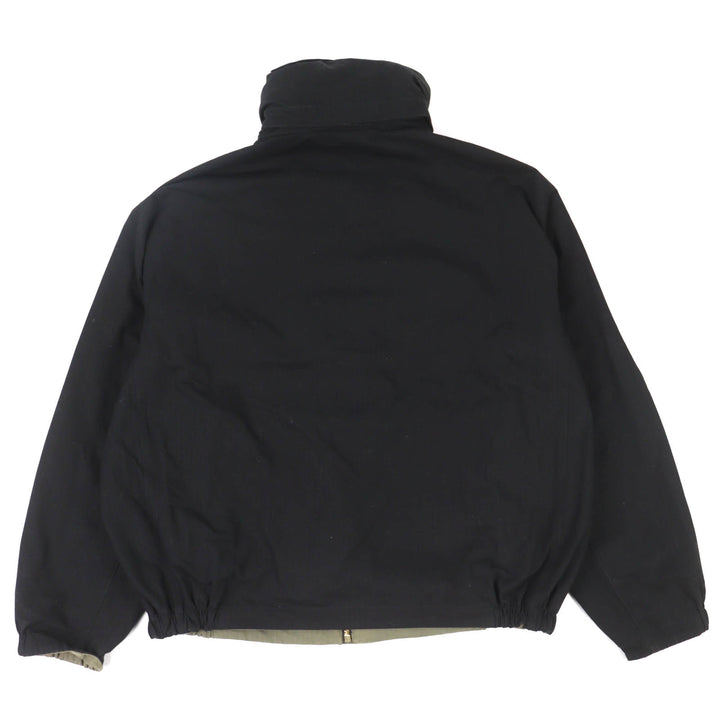 良品△GUCCI グッチ 639277 コットン インターロッキング ウェブストライプ リバーシブル ジャケット ブラック カーキ系 46 伊製 正規品