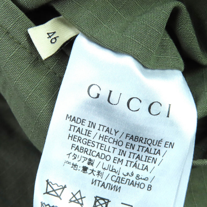 良品△GUCCI グッチ 639277 コットン インターロッキング ウェブストライプ リバーシブル ジャケット ブラック カーキ系 46 伊製 正規品