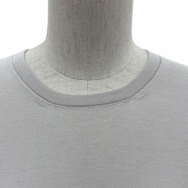 美品◇HERMES エルメス 47-7700 カシミヤ100％ Hロゴ クルーネック ショートスリーブ 半袖ニット グレー 38 伊製 正規品 レディース