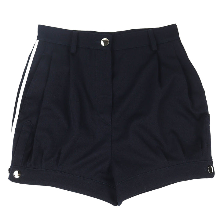 極美品△PRADA プラダ 20SS P296CG バージンウール100％ サイドライン ショートパンツ ネイビー 40 イタリア製 正規品 レディース