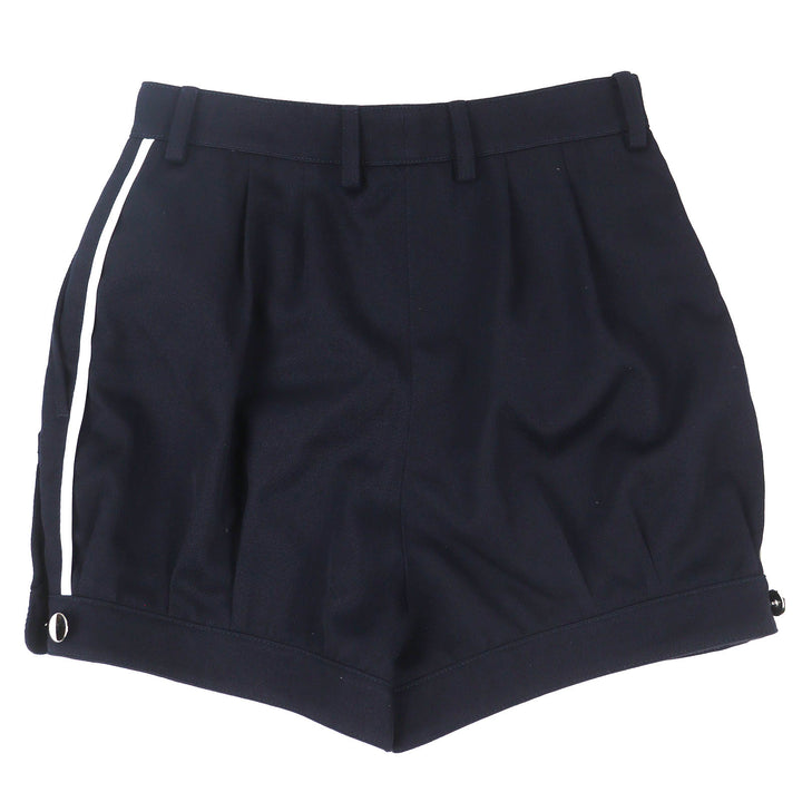 極美品△PRADA プラダ 20SS P296CG バージンウール100％ サイドライン ショートパンツ ネイビー 40 イタリア製 正規品 レディース