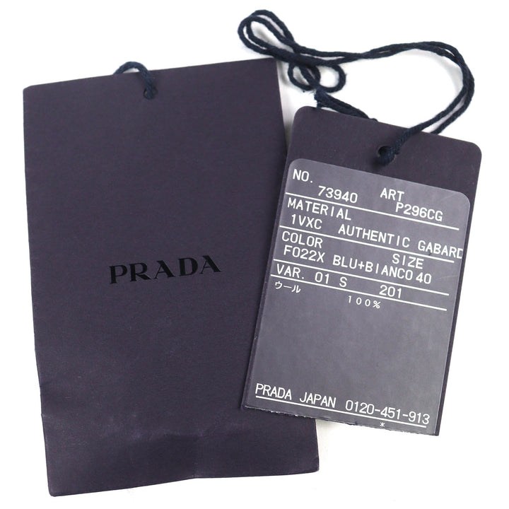 極美品△PRADA プラダ 20SS P296CG バージンウール100％ サイドライン ショートパンツ ネイビー 40 イタリア製 正規品 レディース