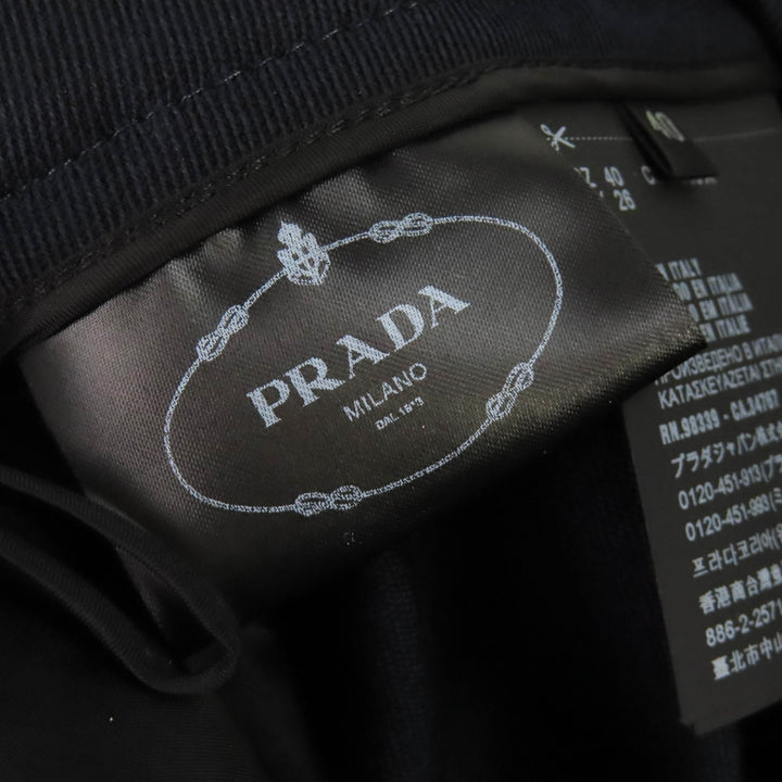極美品△PRADA プラダ 20SS P296CG バージンウール100％ サイドライン ショートパンツ ネイビー 40 イタリア製 正規品 レディース