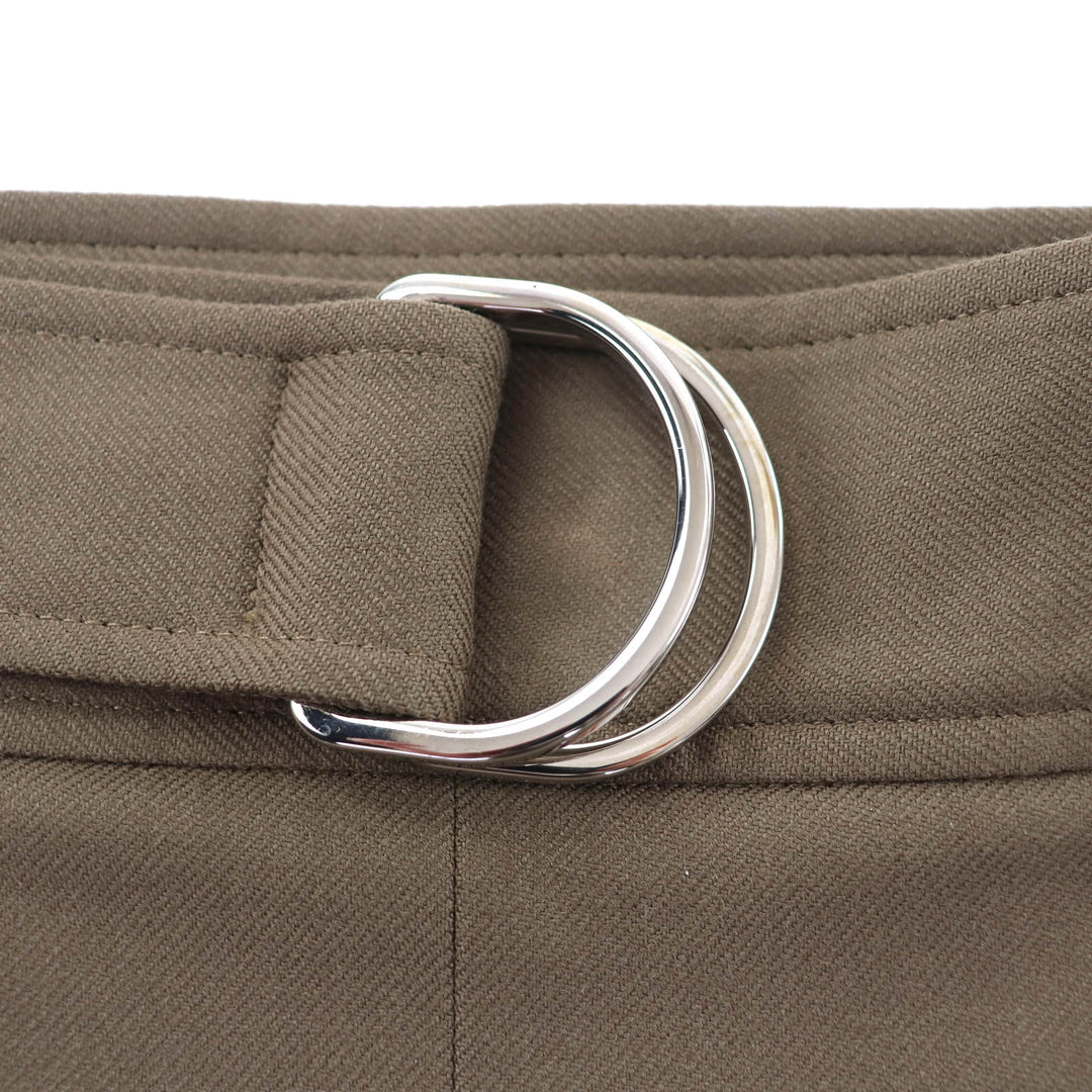 極美品★HERMES エルメス 22AW 2H0304DN ベルトデザイン 膝丈 ウールスカート タイトスカート ブラウン 34 フランス製 正規品 レディース