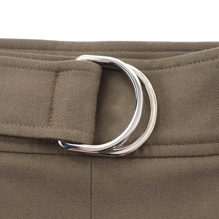 極美品★HERMES エルメス 22AW 2H0304DN ベルトデザイン 膝丈 ウールスカート タイトスカート ブラウン 34 フランス製 正規品 レディース