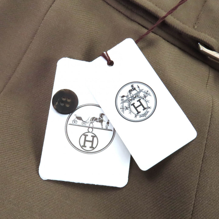 極美品★HERMES エルメス 22AW 2H0304DN ベルトデザイン 膝丈 ウールスカート タイトスカート ブラウン 34 フランス製 正規品 レディース