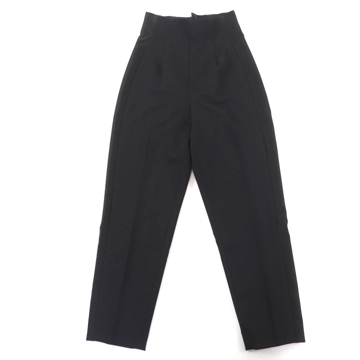極美品◇LOUIS VUITTON ルイヴィトン 21AW RW212B レザーストラップ ウール タキシードシガレットパンツ スラックス ブラック 34 正規品