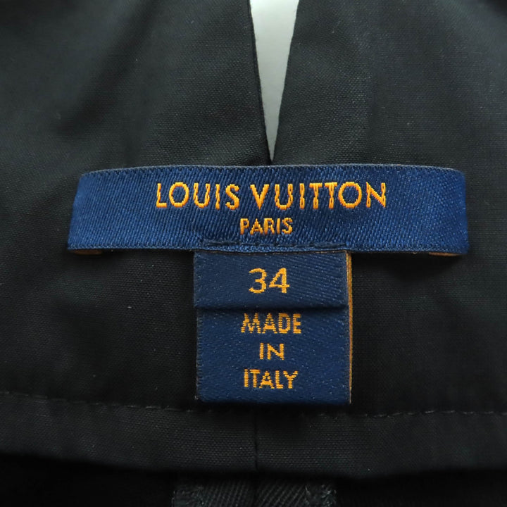 極美品◇LOUIS VUITTON ルイヴィトン 21AW RW212B レザーストラップ ウール タキシードシガレットパンツ スラックス ブラック 34 正規品