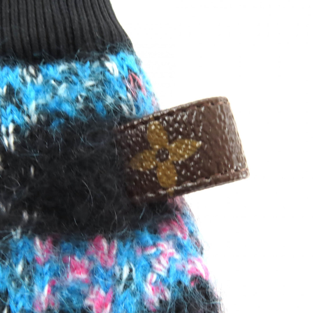 未使用品★LOUIS VUITTON ルイヴィトン 22AW モヘア混 モノグラム チェック柄 膝丈 ニットスカート ブラック ブルー XS 伊製 正規品