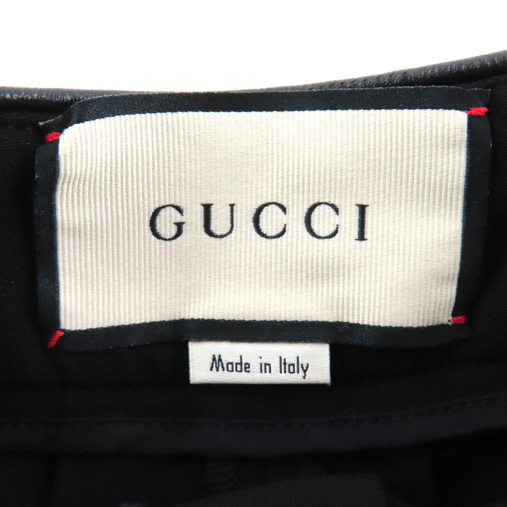 極美品◇GUCCI グッチ 596968 レザー使い インターロッキングG ホースビット プリーツ パンツ ブラック 36 イタリア製 正規品 レディース
