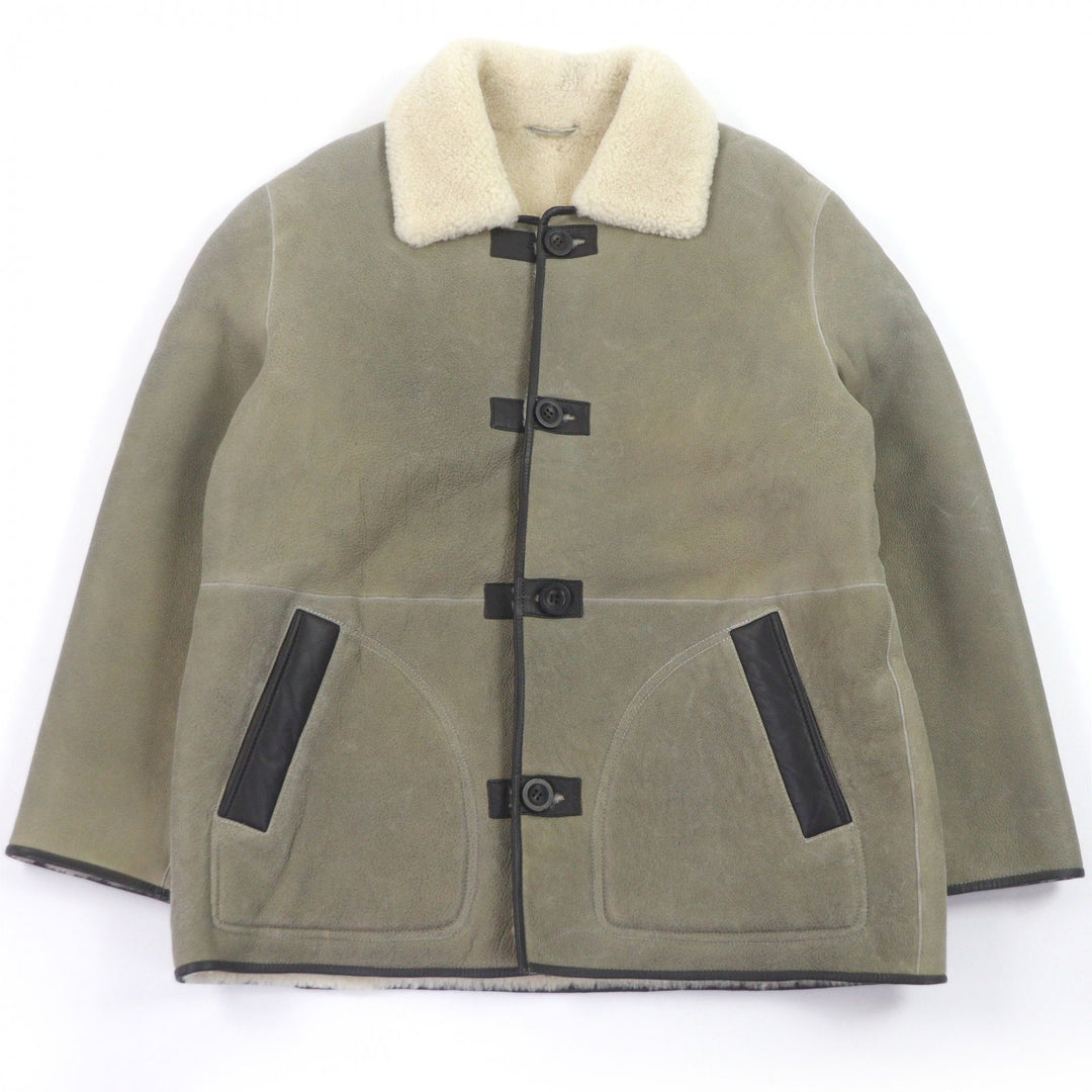 極美品□ARMA アルマ ALINO 羊革 Merino Curly Crispy リバーシブル フライトジャケット ムートンジャケット オイスター 50 メンズ