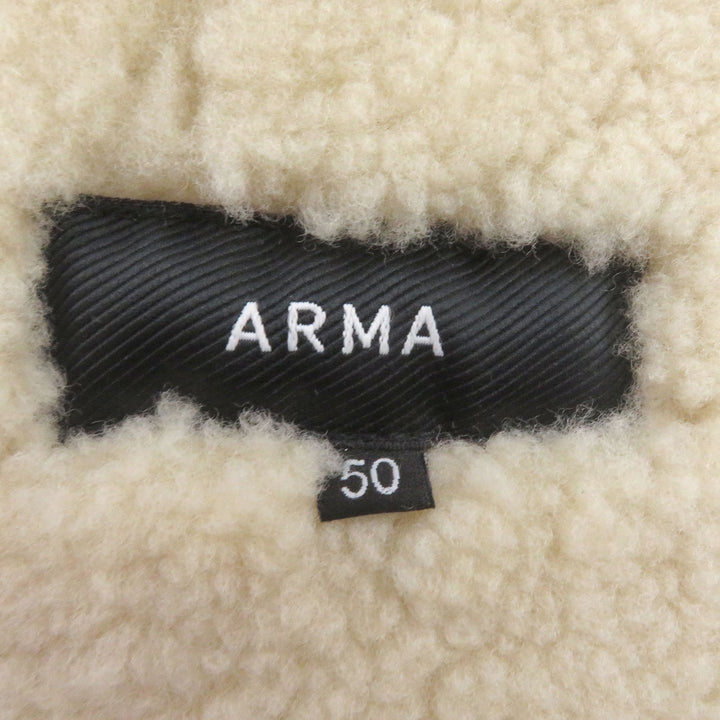 極美品□ARMA アルマ ALINO 羊革 Merino Curly Crispy リバーシブル フライトジャケット ムートンジャケット オイスター 50 メンズ