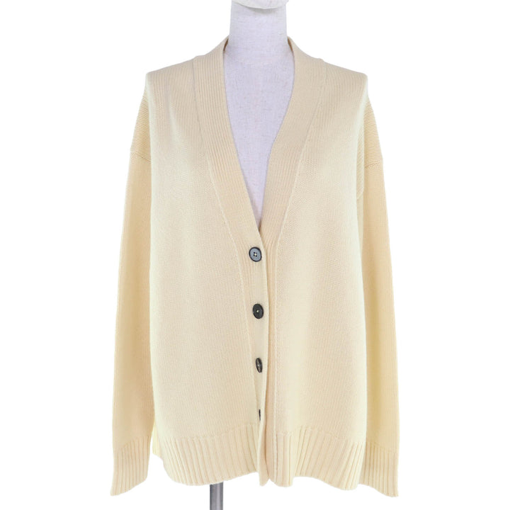 極美品◇JIL SANDER ジルサンダー JSCU752017 カシミヤ コットン Vネック 長袖ニット カーディガン イエロー 34 伊製 レディース