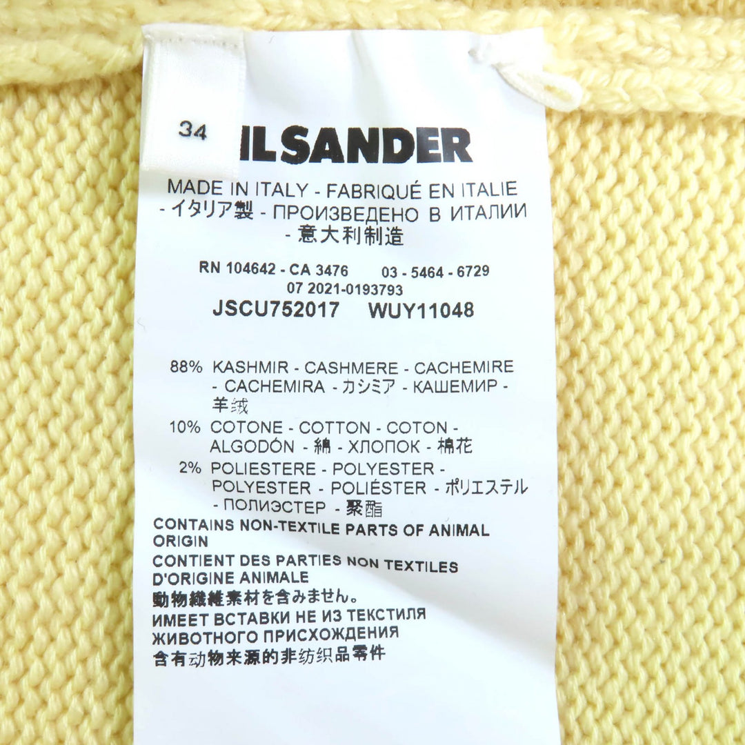 極美品◇JIL SANDER ジルサンダー JSCU752017 カシミヤ コットン Vネック 長袖ニット カーディガン イエロー 34 伊製 レディース