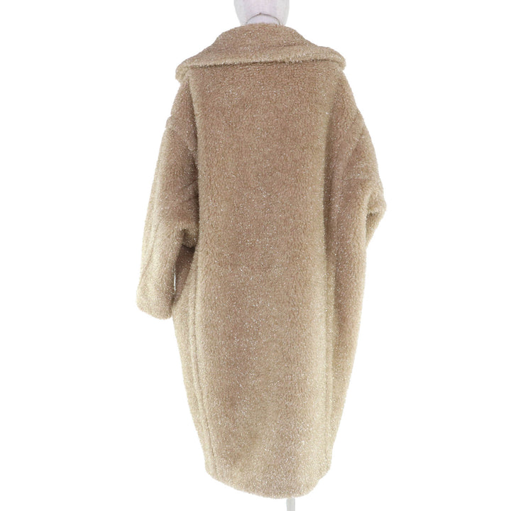 極美品☆Max Mara マックスマーラ 101101016 テディベアコート キャメル100％ シルク混 ベージュ ゴールドラメ M イタリア製 正規品