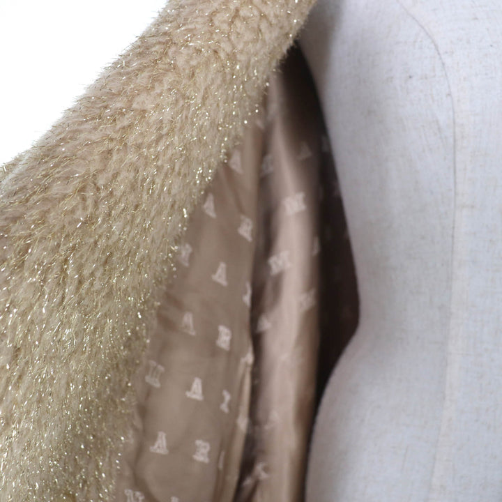 極美品☆Max Mara マックスマーラ 101101016 テディベアコート キャメル100％ シルク混 ベージュ ゴールドラメ M イタリア製 正規品