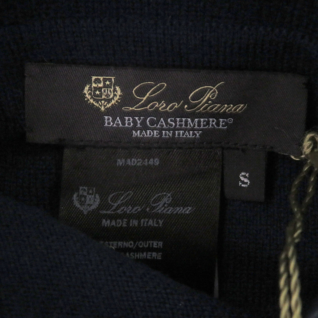 極美品□Loro Piana ロロピアーナ FAI0388 ベビーカシミヤ100％ レザーパイピング リバーシブル ロングニットカーディガン S 伊製 正規品