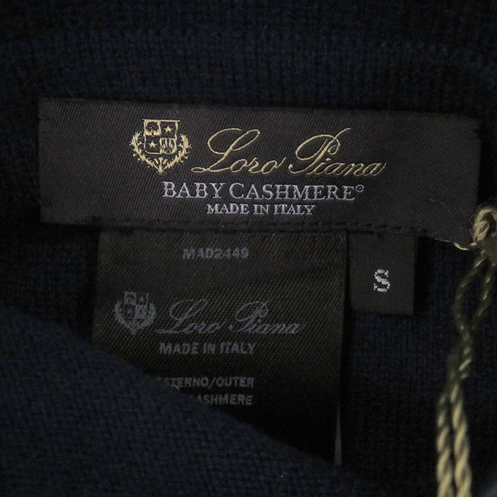 極美品□Loro Piana ロロピアーナ FAI0388 ベビーカシミヤ100％ レザーパイピング リバーシブル ロングニットカーディガン S 伊製 正規品
