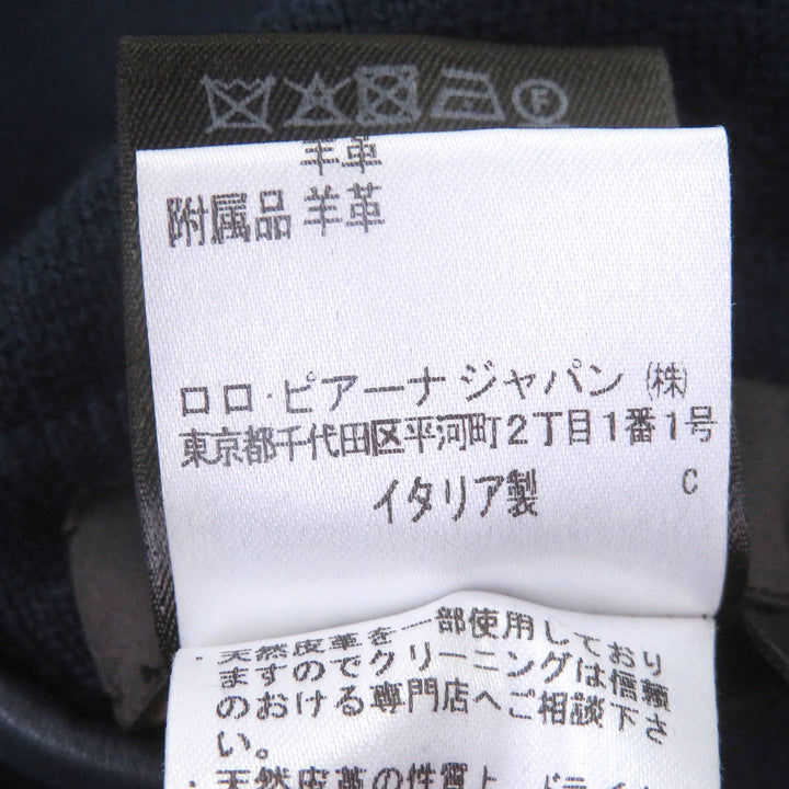 極美品□Loro Piana ロロピアーナ FAI0388 ベビーカシミヤ100％ レザーパイピング リバーシブル ロングニットカーディガン S 伊製 正規品