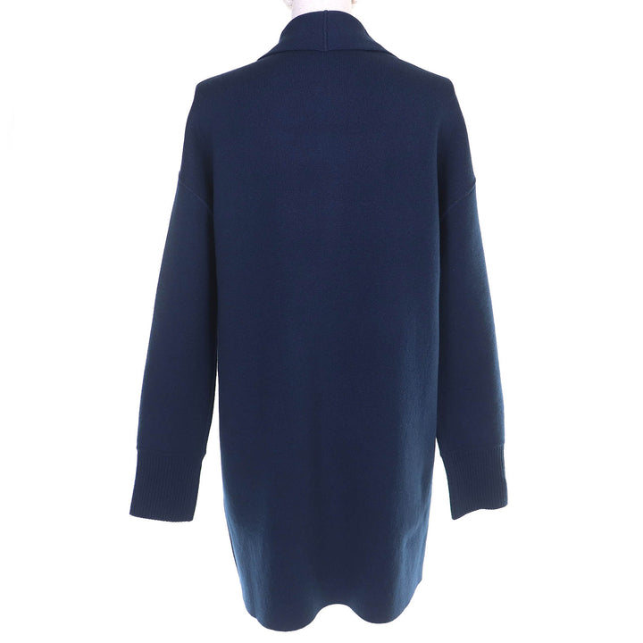 極美品□Loro Piana ロロピアーナ FAI0388 ベビーカシミヤ100％ レザーパイピング リバーシブル ロングニットカーディガン S 伊製 正規品
