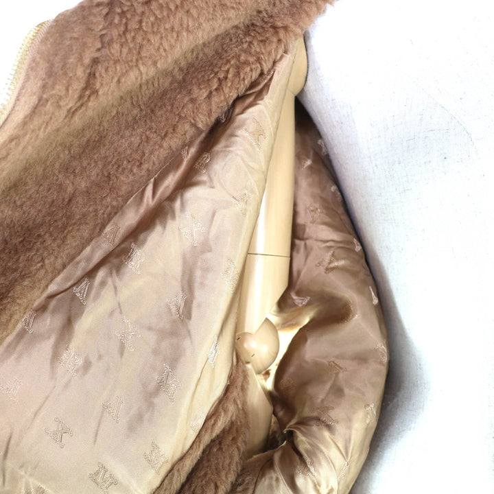 極美品★Max Mara マックスマーラ 2024年製 24247363426 NEWMANTO TEDDY CAPE キャメル シルク混 レザーZIP ケープ ポンチョ SM 正規品