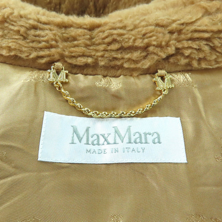 極美品★Max Mara マックスマーラ 2024年製 24247363426 NEWMANTO TEDDY CAPE キャメル シルク混 レザーZIP ケープ ポンチョ SM 正規品