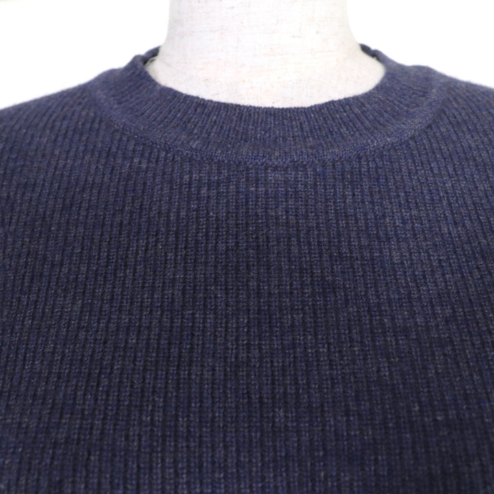 未使用品☆HERMES エルメス 24AW 4H2600D1 カシミヤ100％ サークルロゴ 半袖ニット ネイビー 40 イギリス製 正規品 レディース