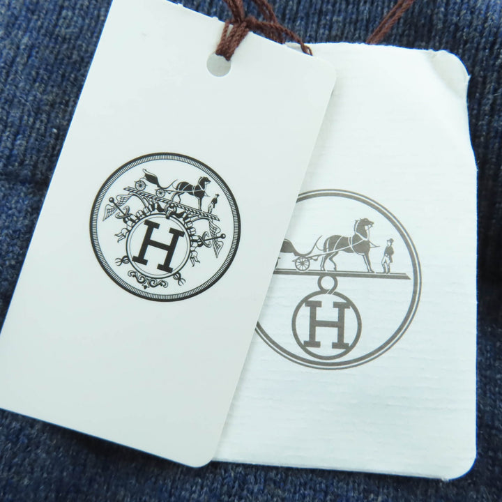 未使用品☆HERMES エルメス 24AW 4H2600D1 カシミヤ100％ サークルロゴ 半袖ニット ネイビー 40 イギリス製 正規品 レディース