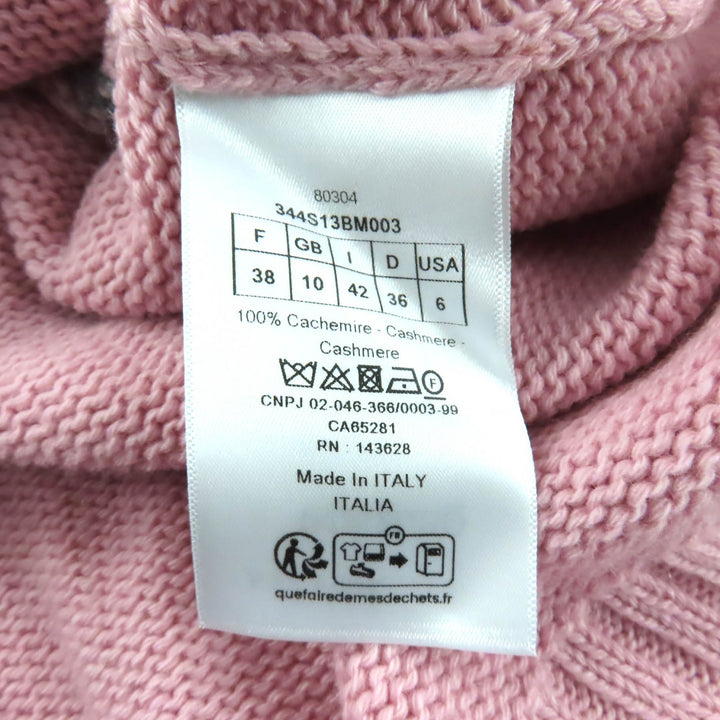 極美品★Christian Dior クリスチャンディオール 344S13BM003 カシミヤ100％ フリル ショートスリーブ ニット ピンク グレー 42 正規品