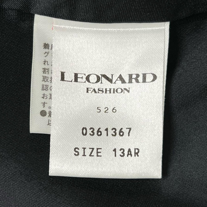 極美品▲LEONARD FASHION レオナール ファッション ウール100％ 花柄 シングル テーラードジャケット ブラック 13 正規品 レディース