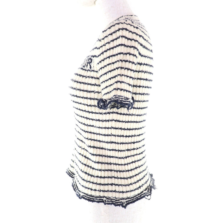 極美品★クリスチャンディオール 25SS 514S75A7014 Mariniere Short-Sleeved Sweater マリニエール柄 半袖ニット 38 正規品