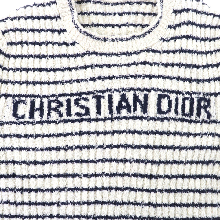 極美品★クリスチャンディオール 25SS 514S75A7014 Mariniere Short-Sleeved Sweater マリニエール柄 半袖ニット 38 正規品