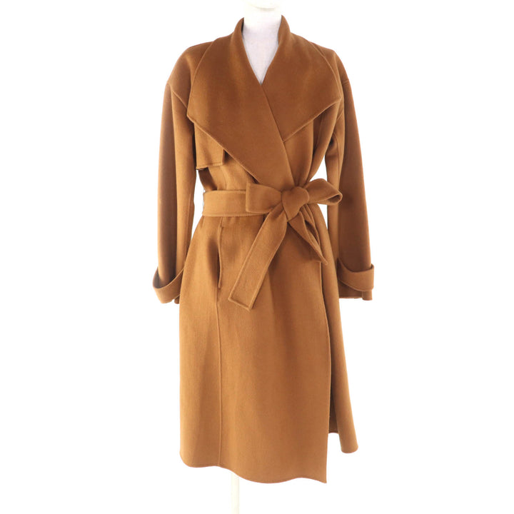 極美品★J&amp;M Davidson ジェイアンドエムデヴィッドソン ウール カシミヤ混 ベルト付 ダブルフェイス ラップコート ブラウン 6 正規品