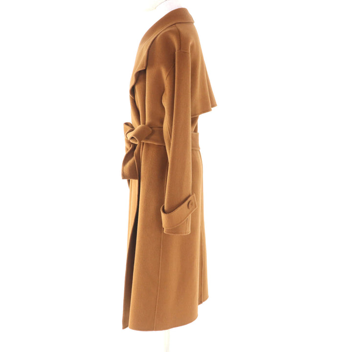 極美品★J&amp;M Davidson ジェイアンドエムデヴィッドソン ウール カシミヤ混 ベルト付 ダブルフェイス ラップコート ブラウン 6 正規品