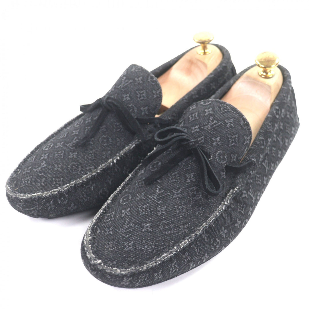 極美品▼LOUIS VUITTON ルイヴィトン 1ACPWC LVドライバーライン モカシン モノグラムデニム ドライビングシューズ ブラック 6.5 メンズ
