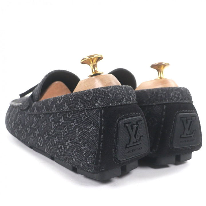 極美品▼LOUIS VUITTON ルイヴィトン 1ACPWC LVドライバーライン モカシン モノグラムデニム ドライビングシューズ ブラック 6.5 メンズ