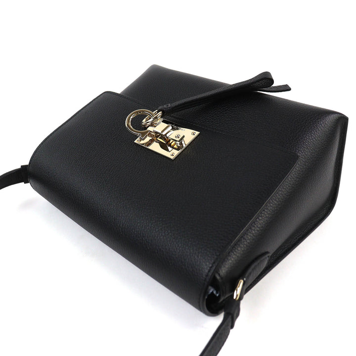 未使用品△Salvatore Ferragamo サルヴァトーレフェラガモ 21H886 スタジオ ガンチーニ レザー ショルダーバッグ ブラック ゴールド金具