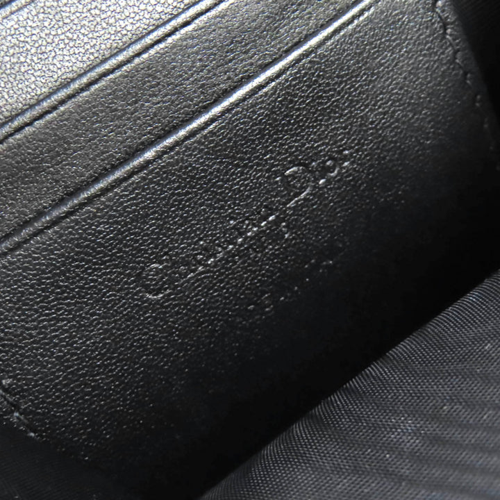 極美品△Christian Dior クリスチャンディオール S0872ONMJ レディディオール カナージュ フォンポーチ ラムスキン ブラック 定価195000