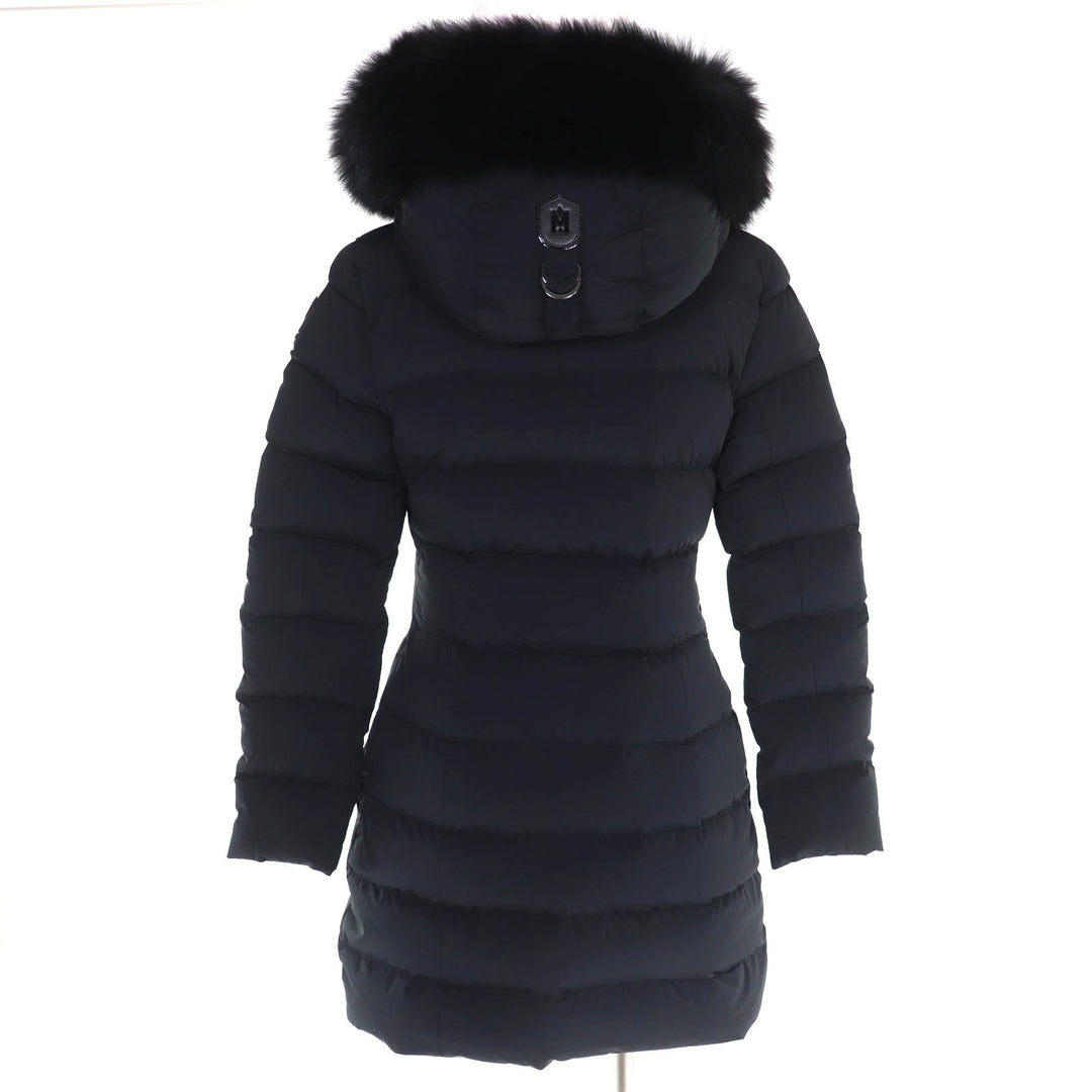 極美品△MACKAGE マッカージュ 25AW 11752666-5A CALLA-BX ロゴパッチ フォックスファー付 ストレッチダウンコート 撥水加工 XS 正規品
